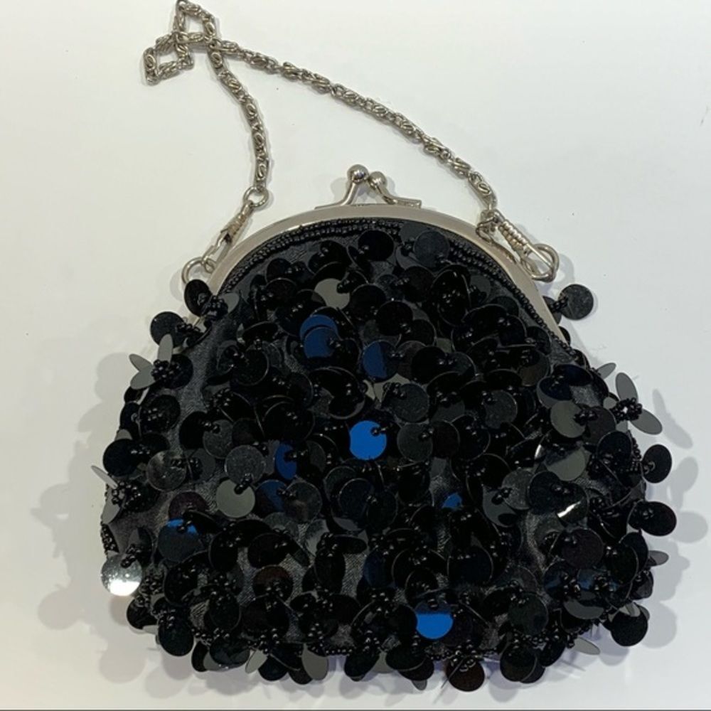 Vintage Black Round Shiney‎ Disk Mini Purse